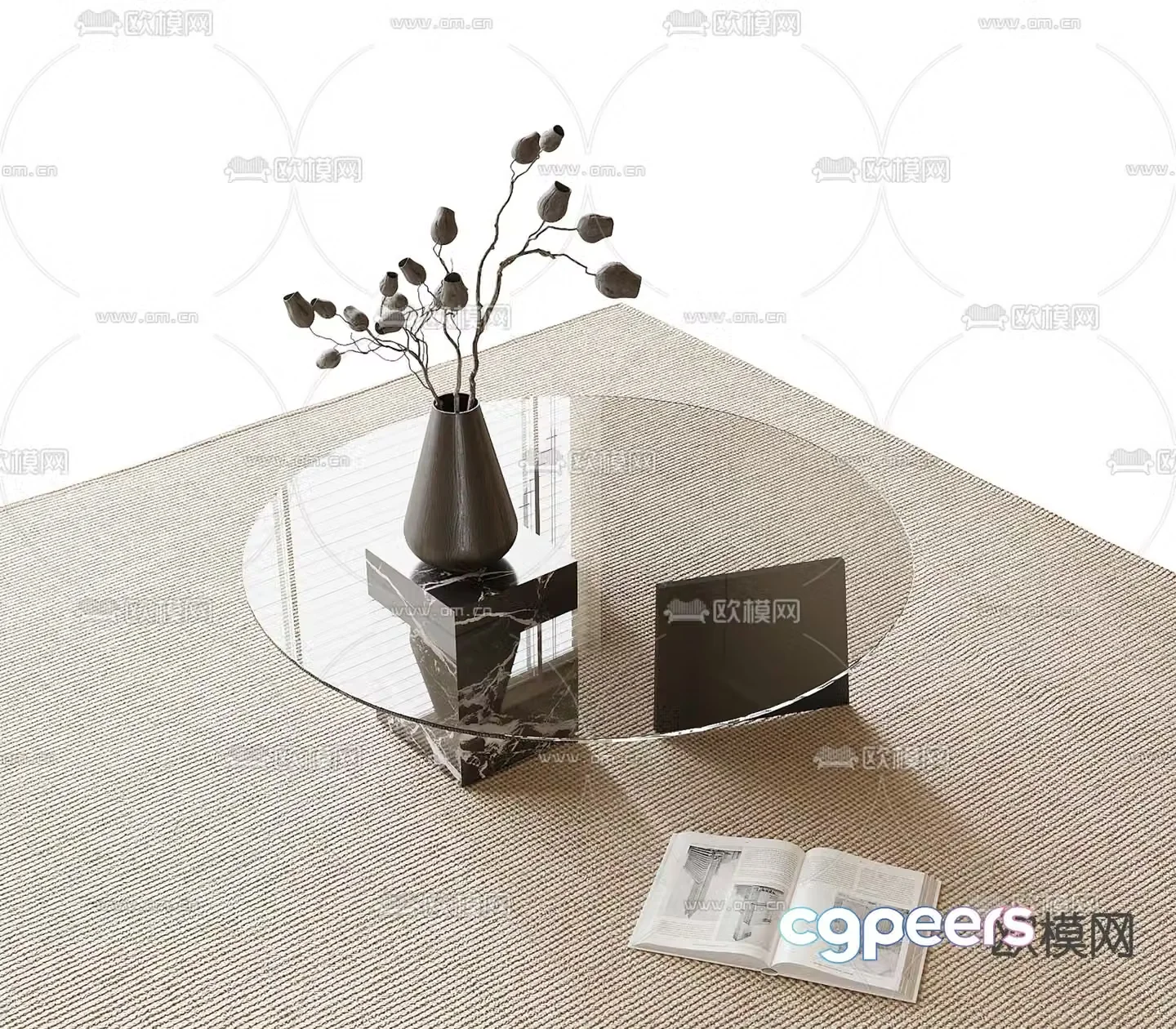 Glass coffee table 3d model