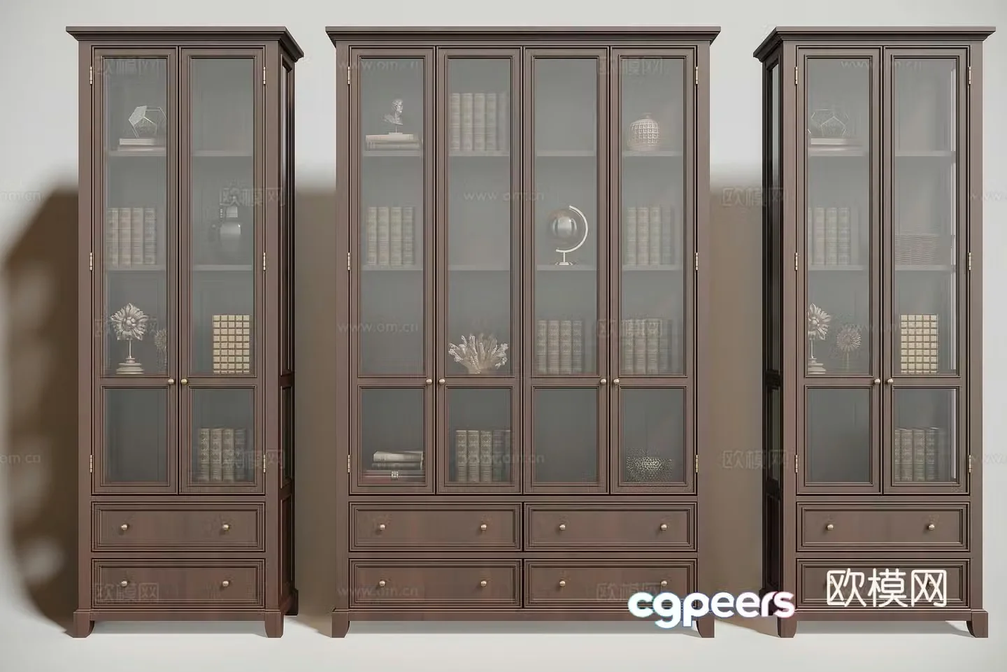 American solid wood finished bookcase 3D model