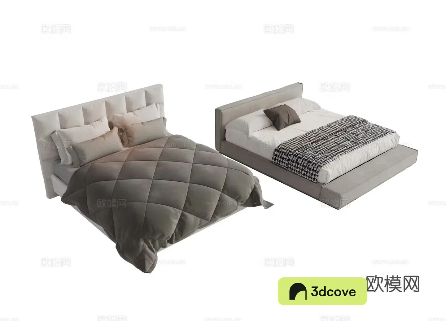 Modern fabric dual bed Main bed bedroom minimalist bed Minotti Modern dual bed