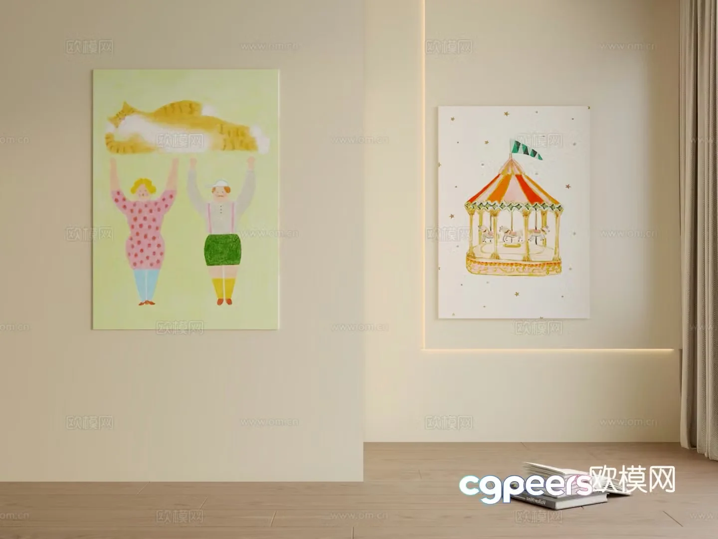 Modern children’s room hanging painting 3d model