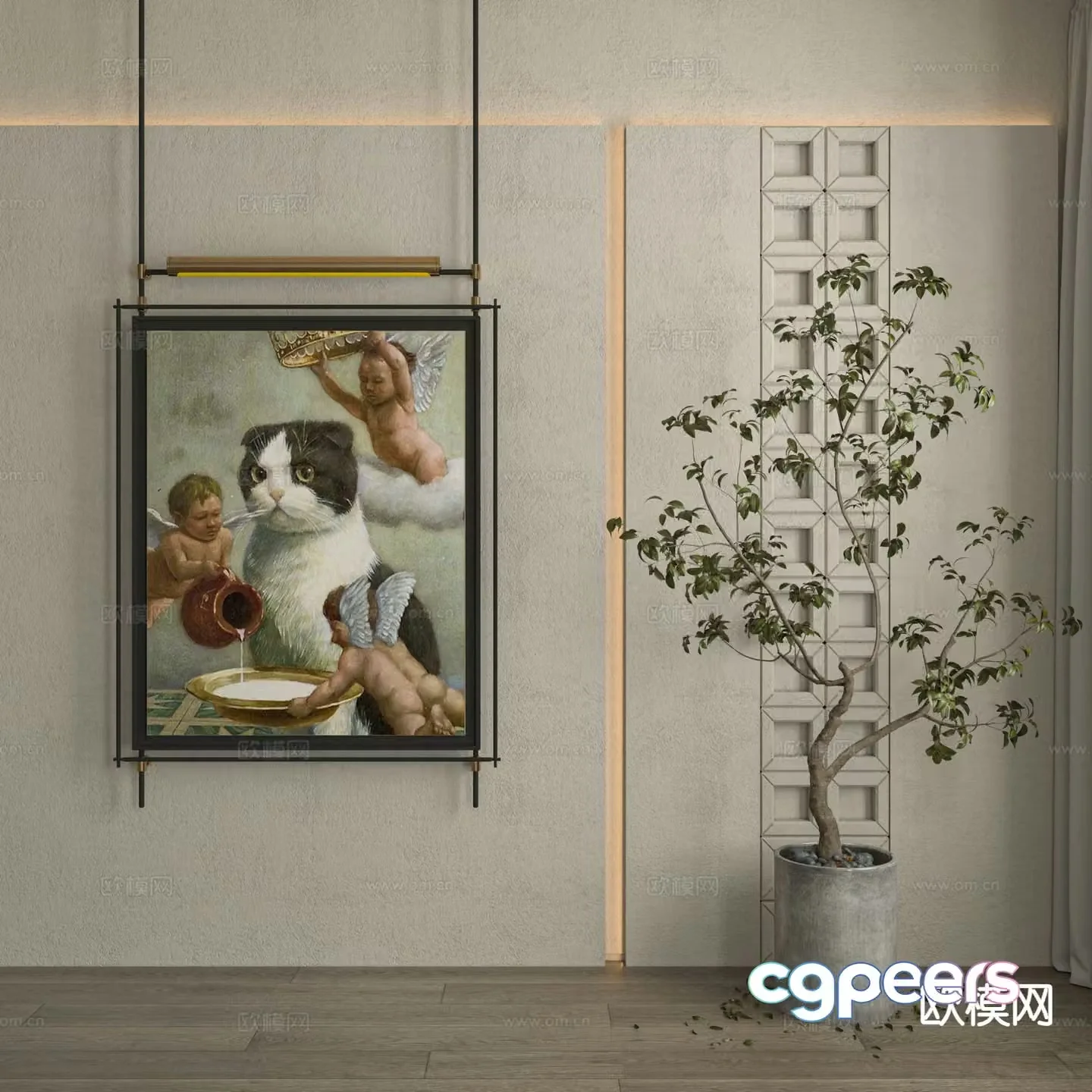 Wabi-sabi oil painting animal painting decorative painting 3d model