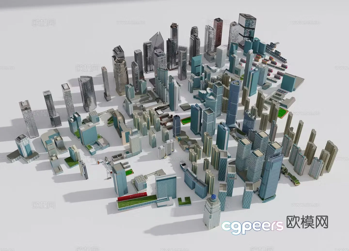 Modern high-rise buildings multi-story residential community buildings bird’s eye view of tall buildings urban building 3D model