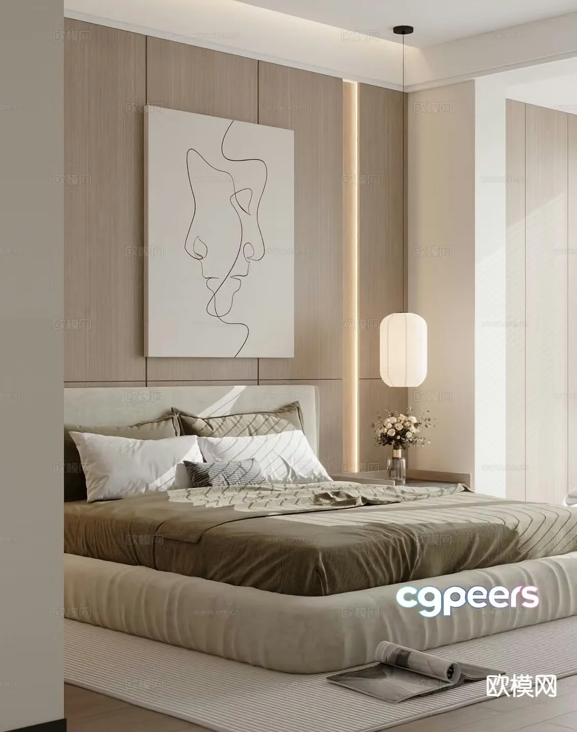Modern double bed 3d model