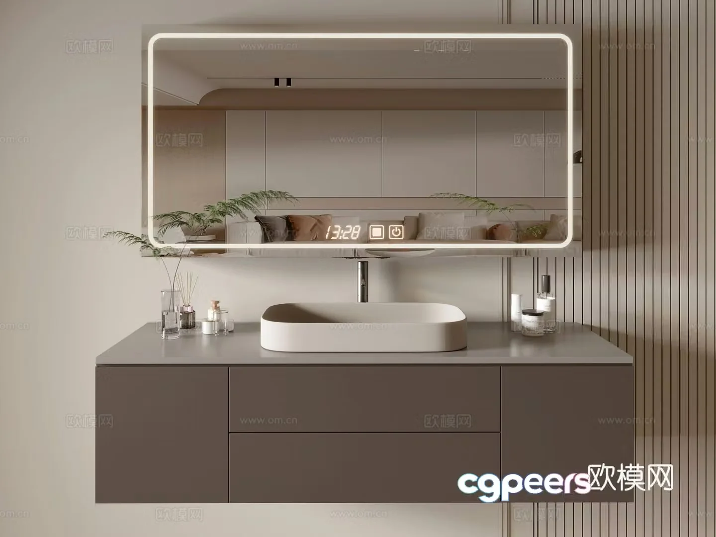 Modern bathroom cabinet bathroom basin bathroom ornaments mirror cabinet sink 3d model