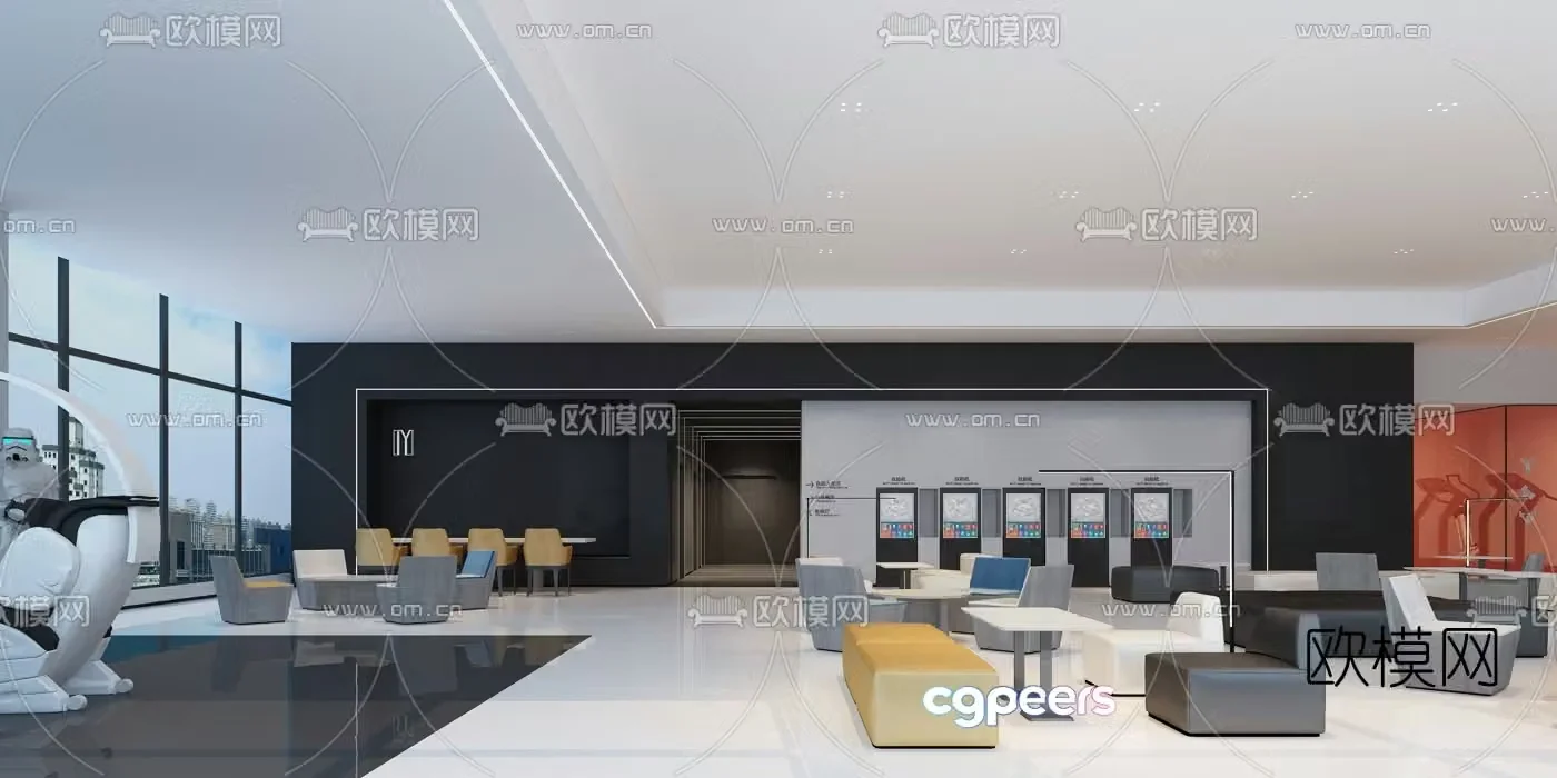 Modern hotel lobby 3d model