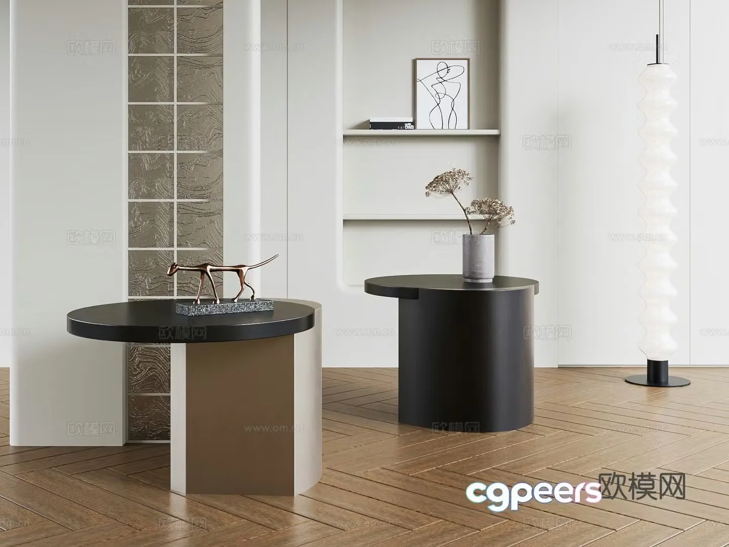Modern round table side table angle table 3D model