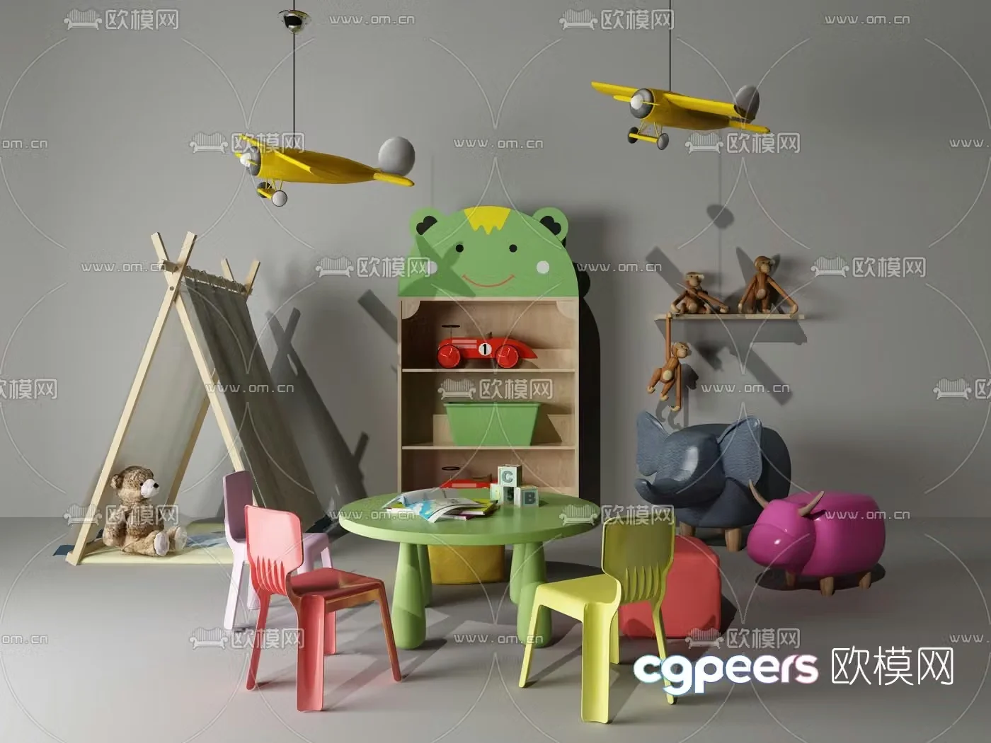 Modern children’s toys children’s table and chair combination 3d model