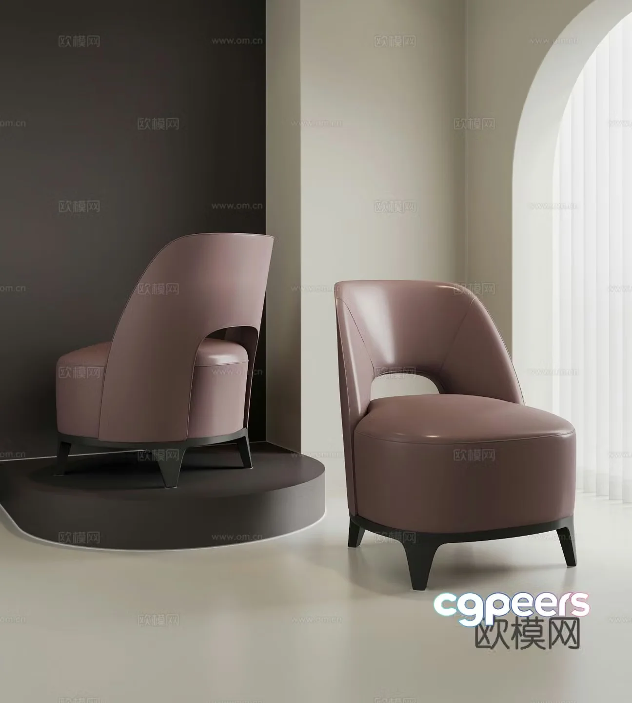 Leather sofa chair leisure chair 3d model