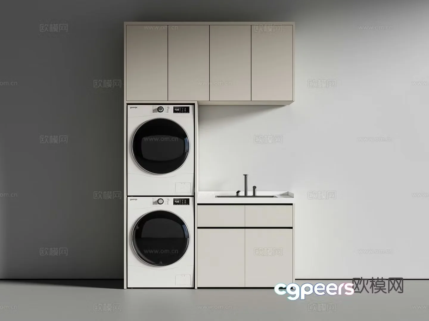 Modern washing machine cabinet balcony cabinet 3d model