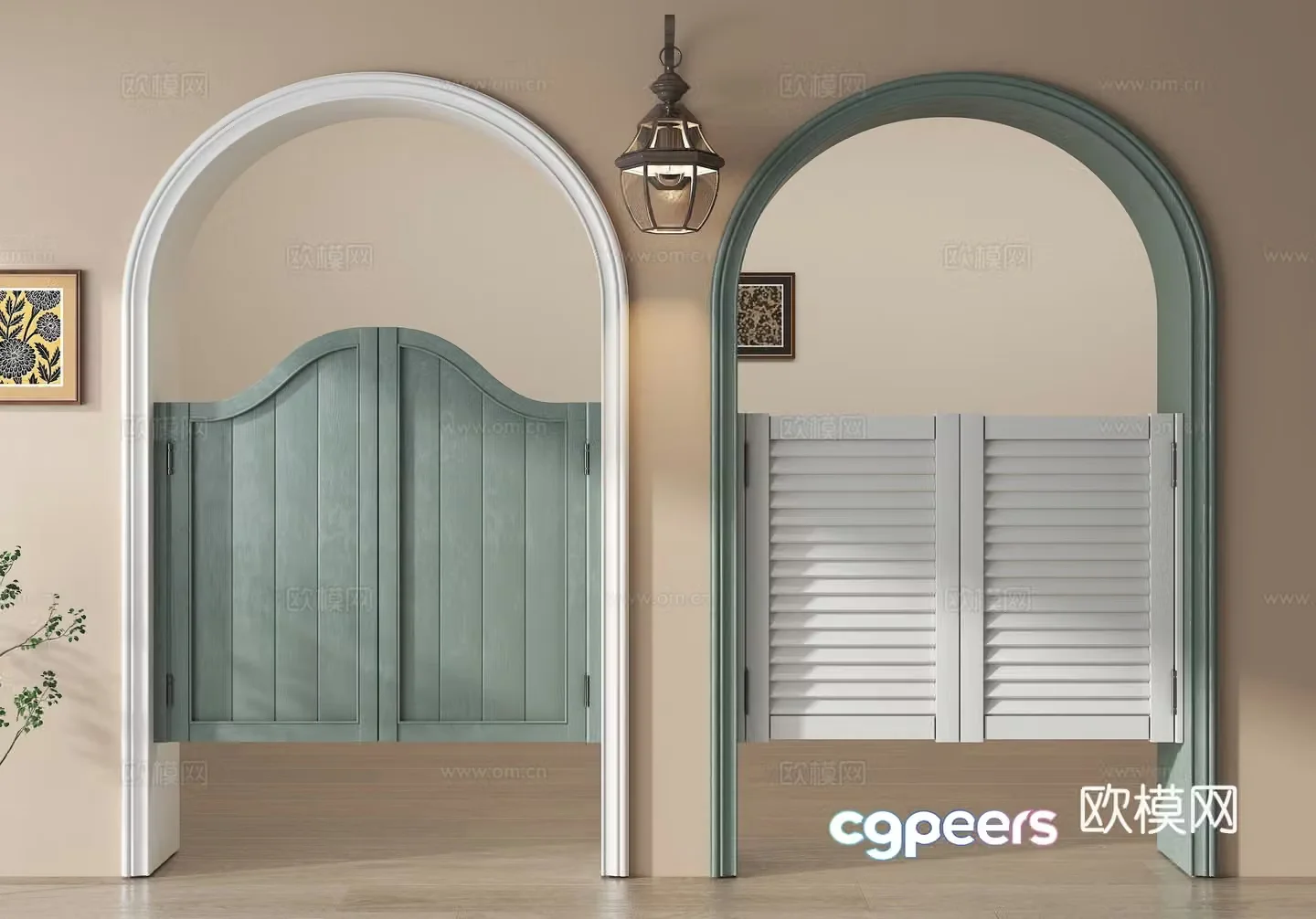 Mediterranean pastoral style denim door half waist door courtyard door fence door other door American cow 3d model