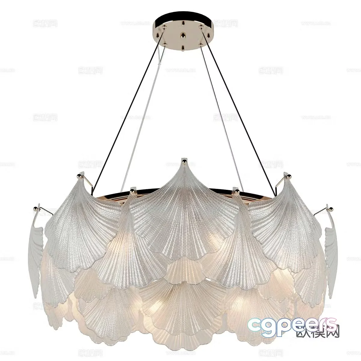 New Chinese style light luxury Lampatron Ginkgo Leaf Decorative Chandelier 3D Model
