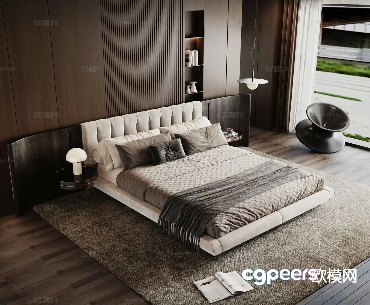 Modern double bed 3d model