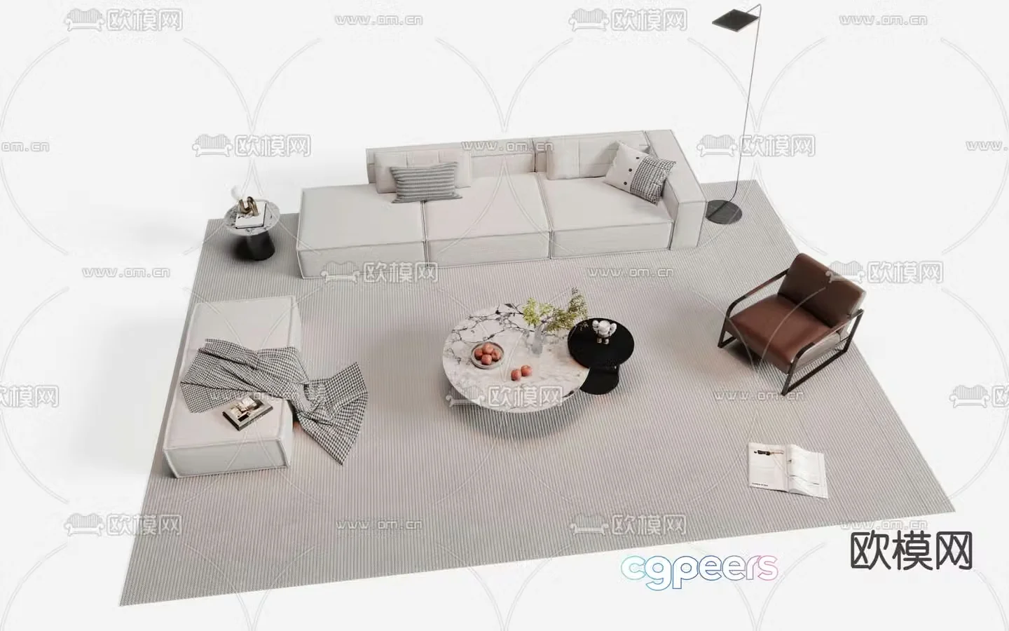 Modern modular sofa upholstered sofa 3d model