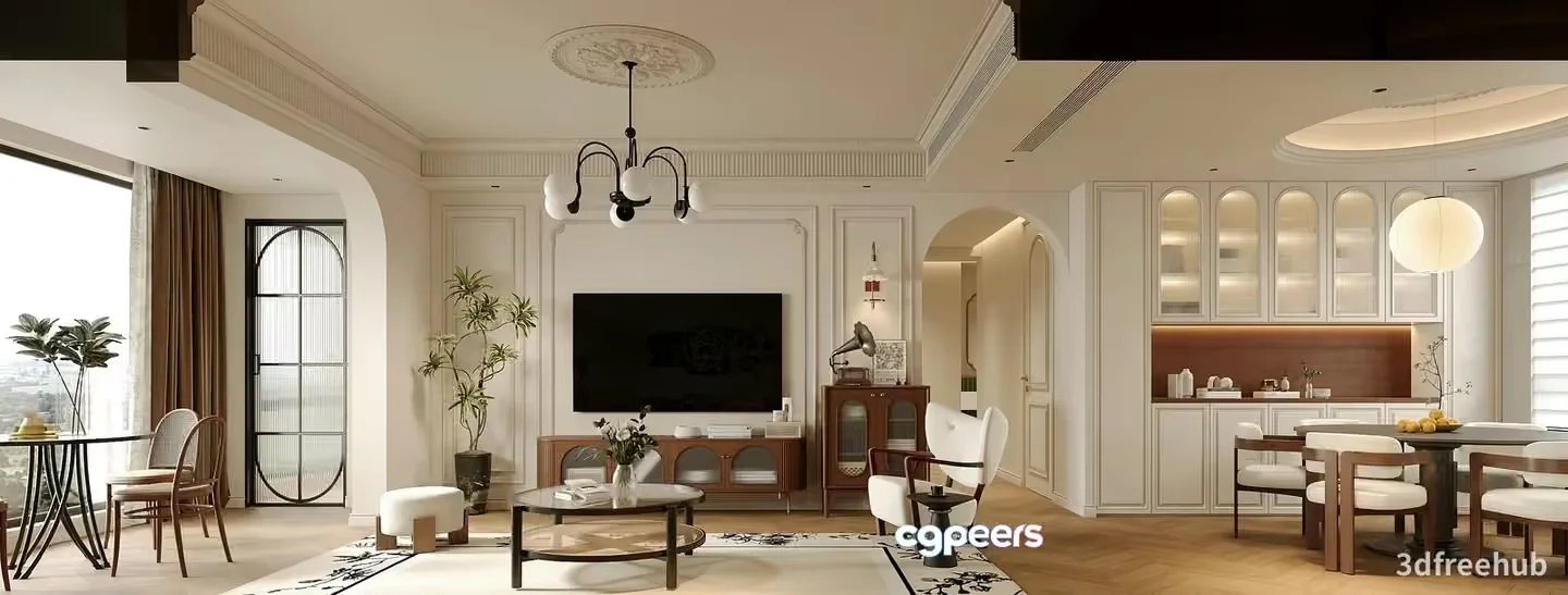 Modern Living Room 3D Model – 20491 – VRAY Render