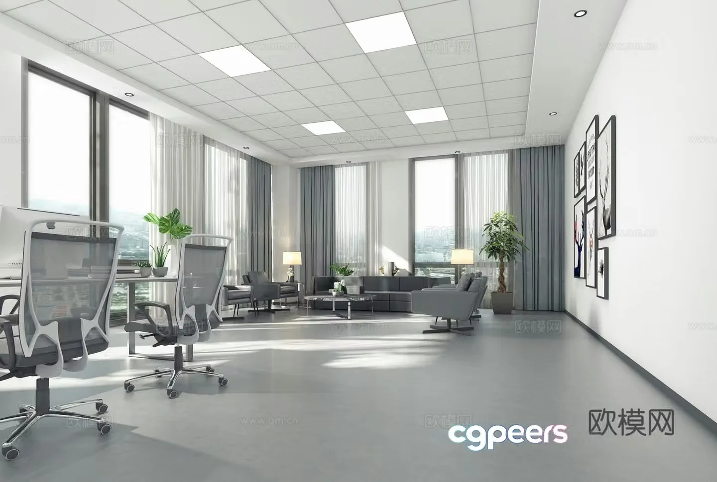 Public office area office 3d model