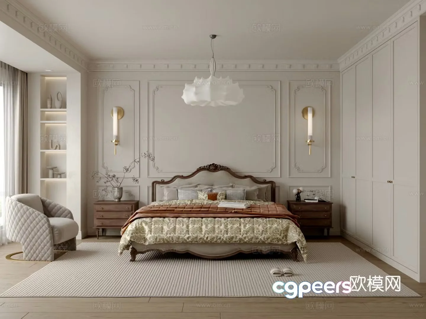 Simple European bedroom 3d model