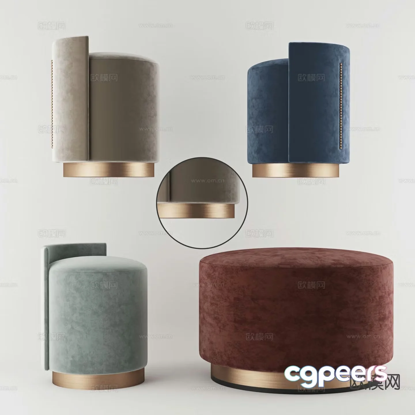 Stool sofa stool round stool low stool 3d model