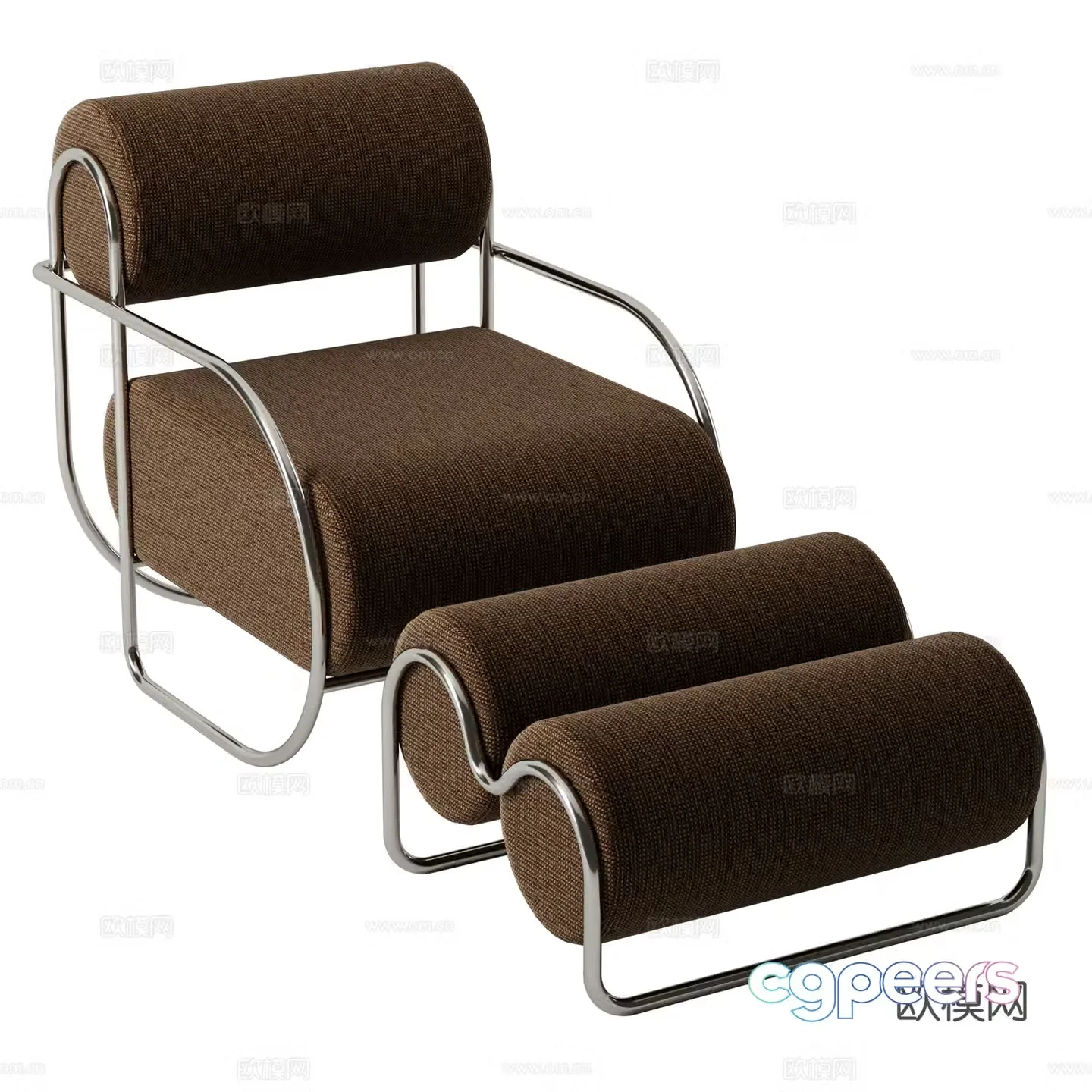 Modern Italian minimalist fabric leisure chair 3d model