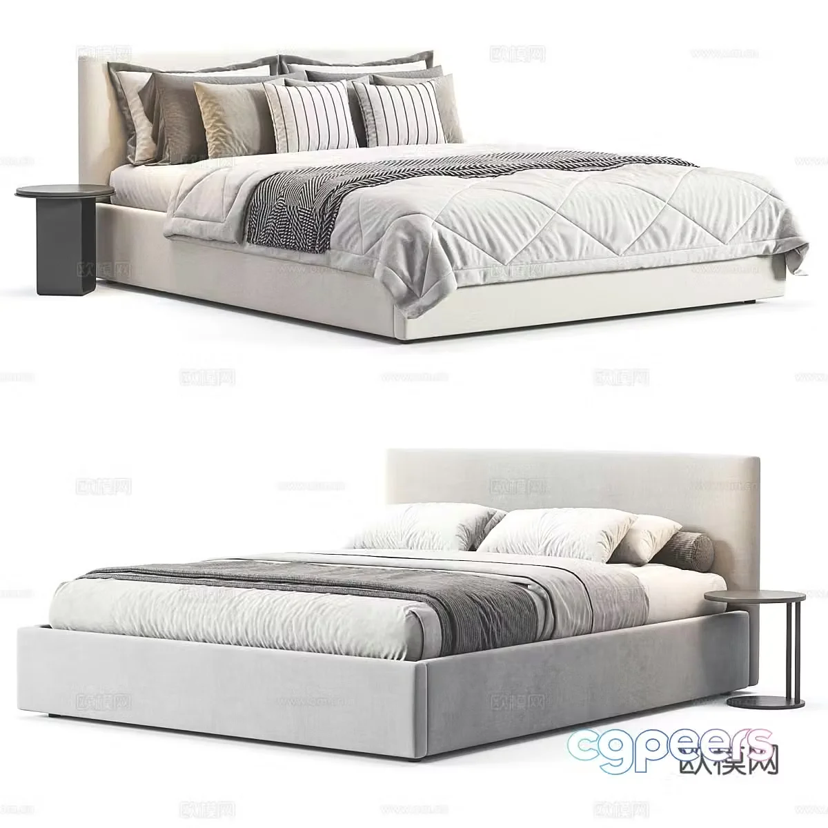 Modern Haven Fabric Double Bed 3D Model