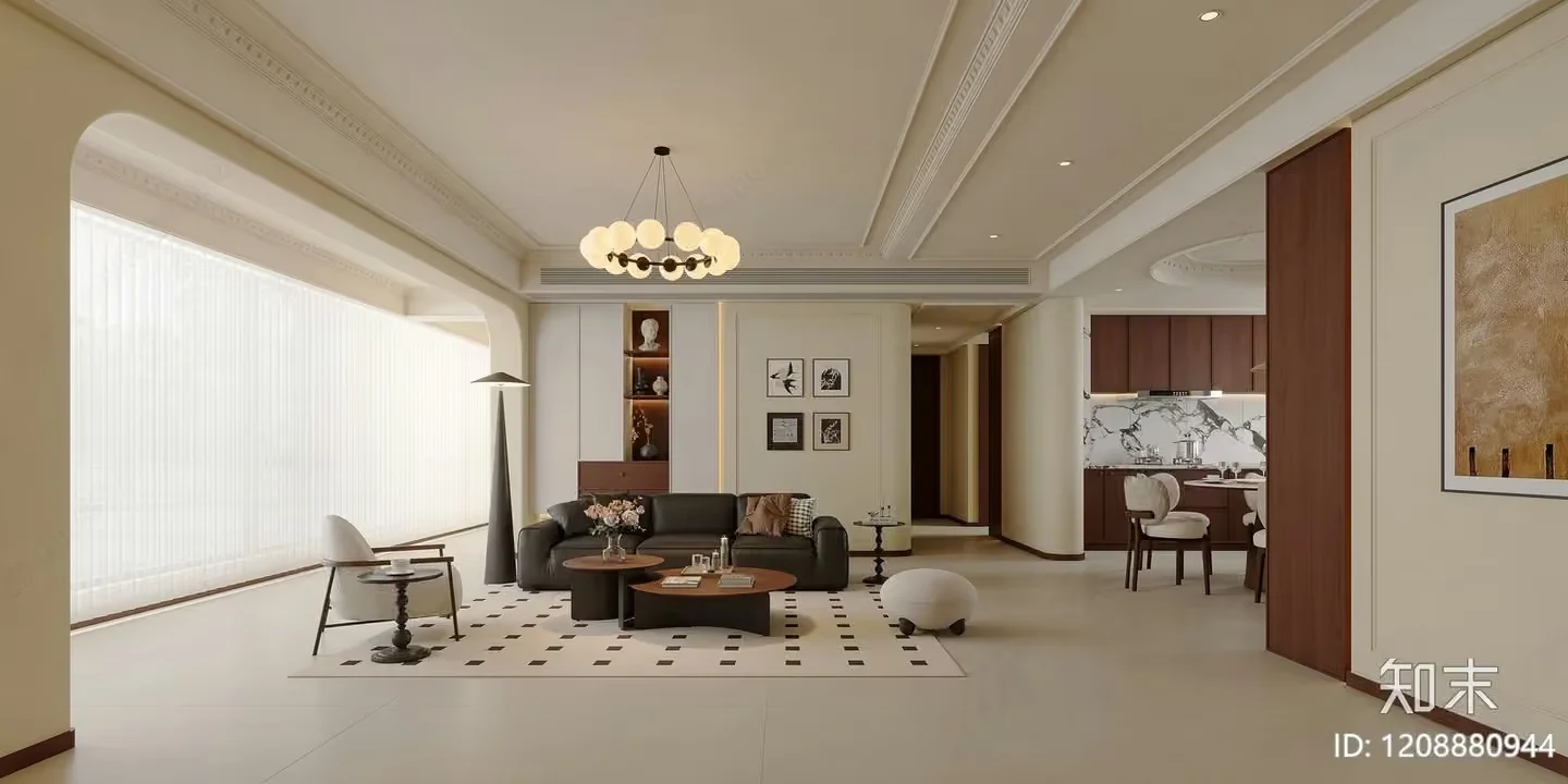 Modern Living Room 3D Model – 23453 – VRAY Render