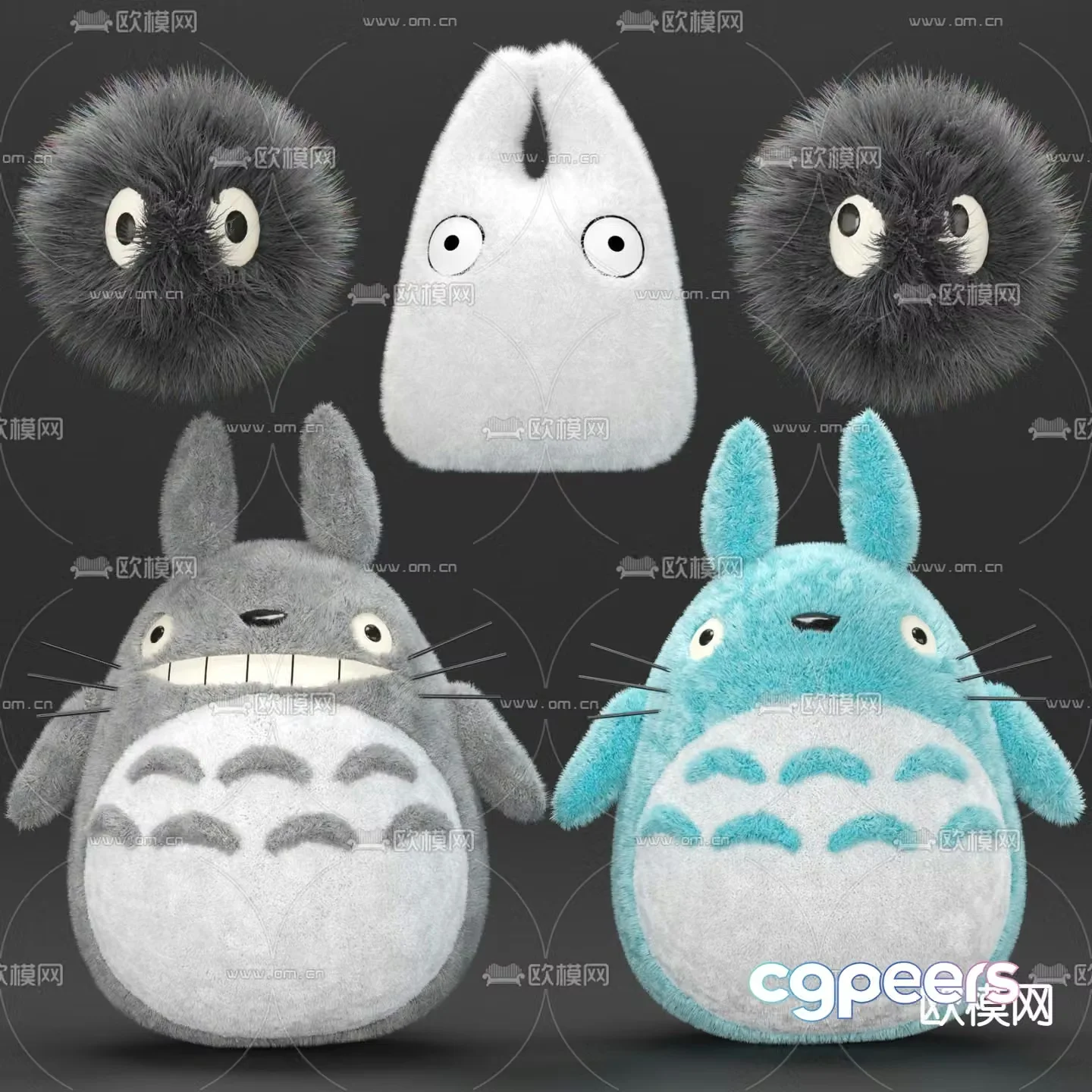 Modern fabric Totoro doll 3d model