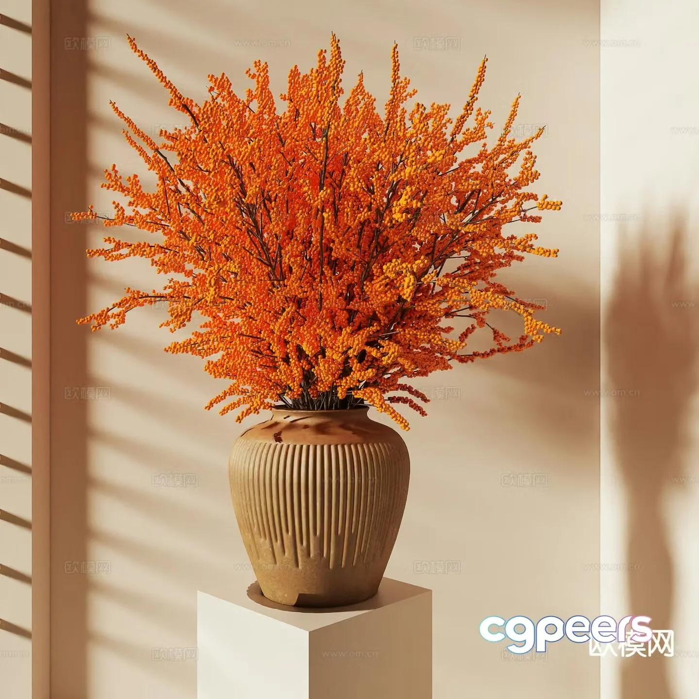 Wabi-sabi style vase Mantanghong floral 3D model