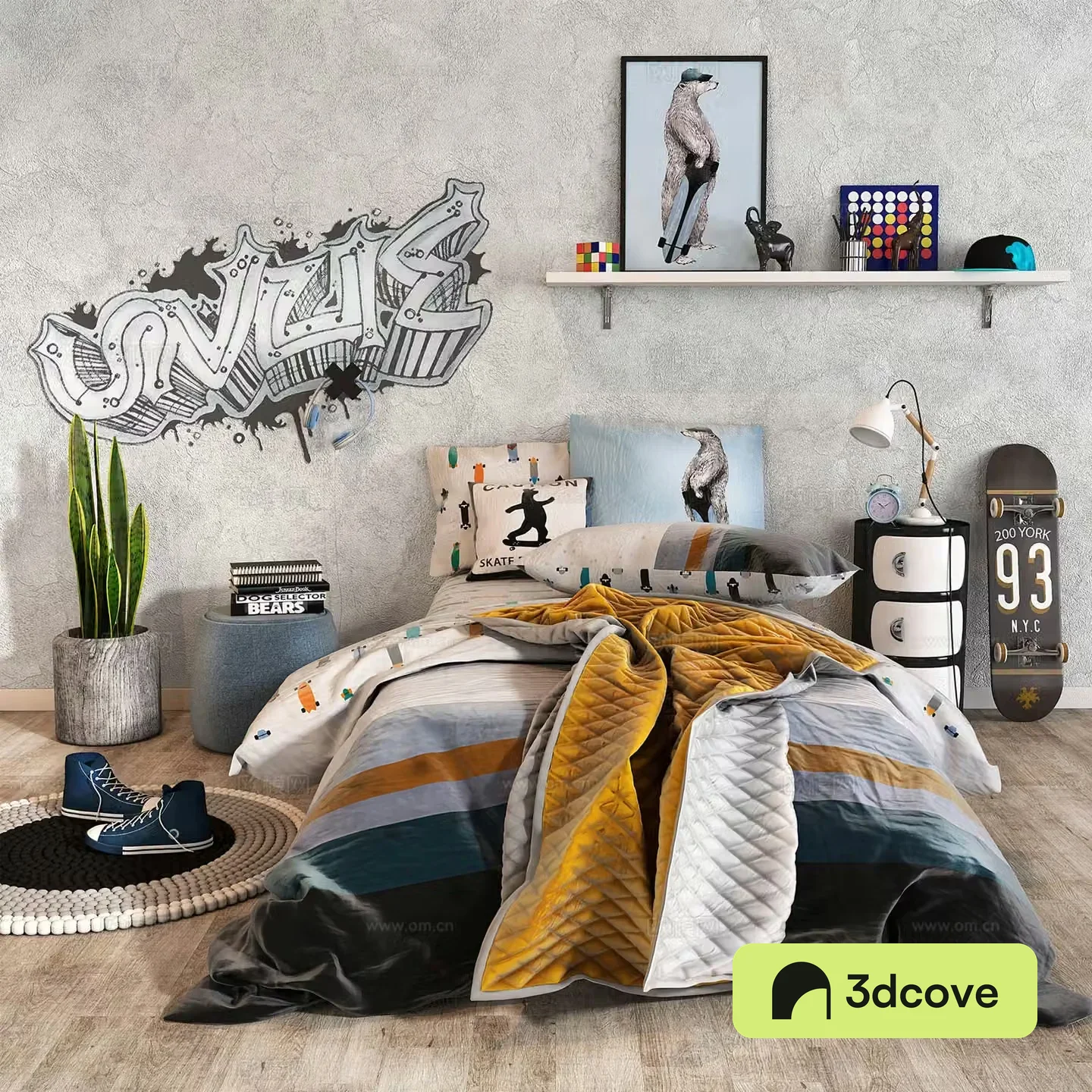 Nordic Buddy Double Bed Night counter lamp combination Boy’s Bed