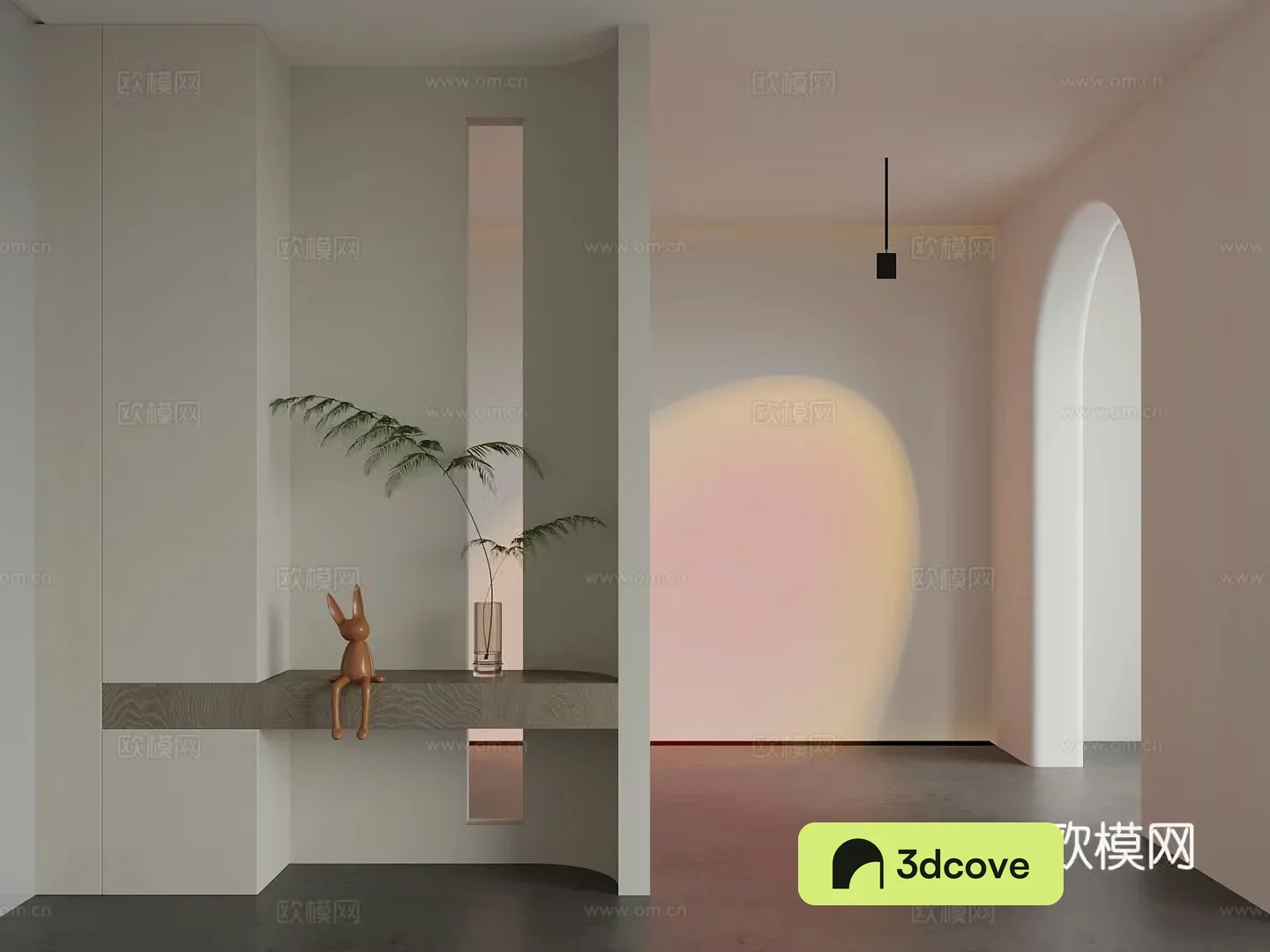 Modern entrance sunset light