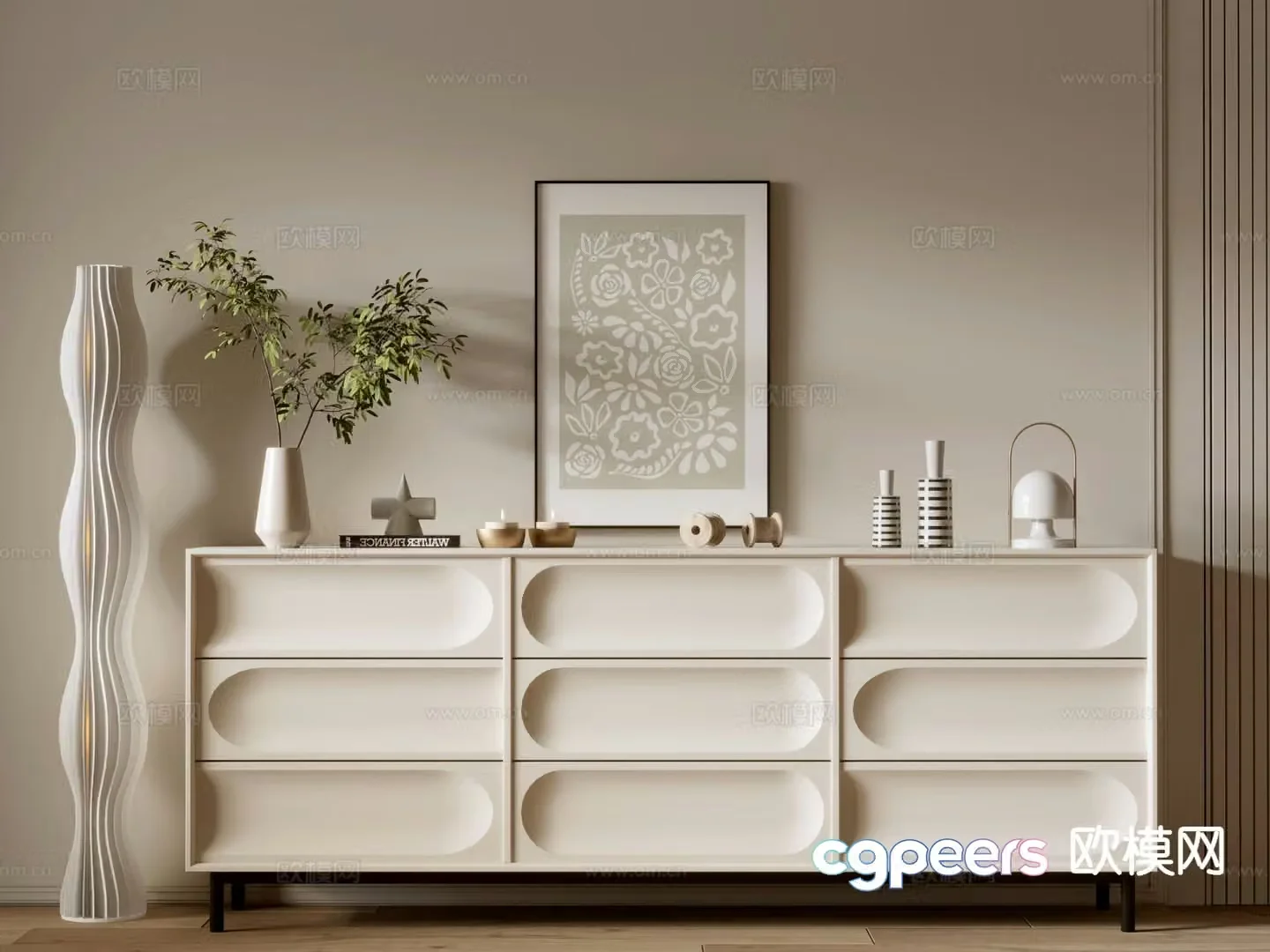 Creamy wind cabinet chest cabinet entrance door cabinet 3d model