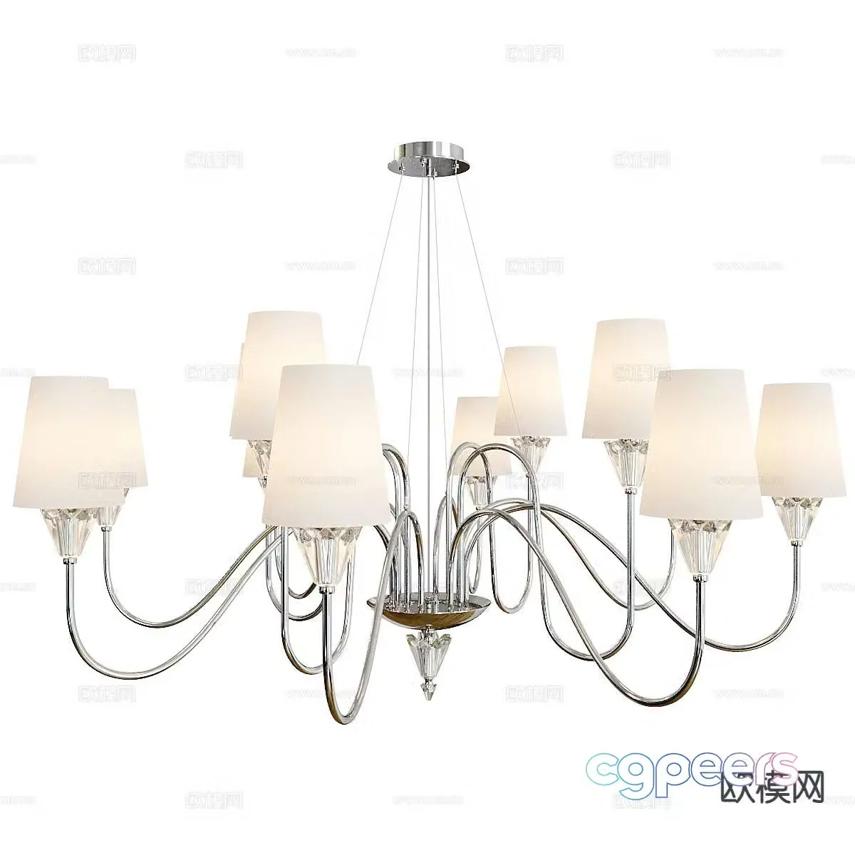 Simple European multi-head chandelier 3D model