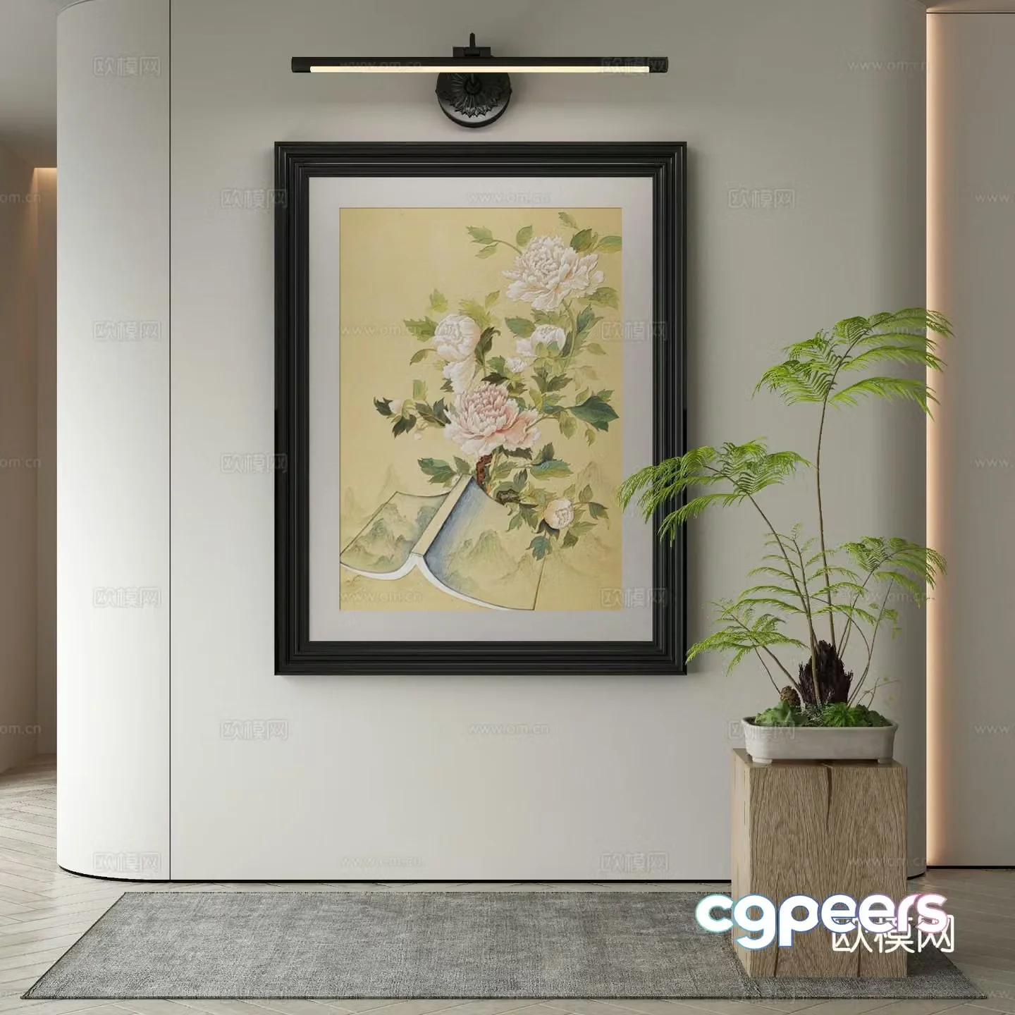 New Chinese style flower painting decorative painting 3d model