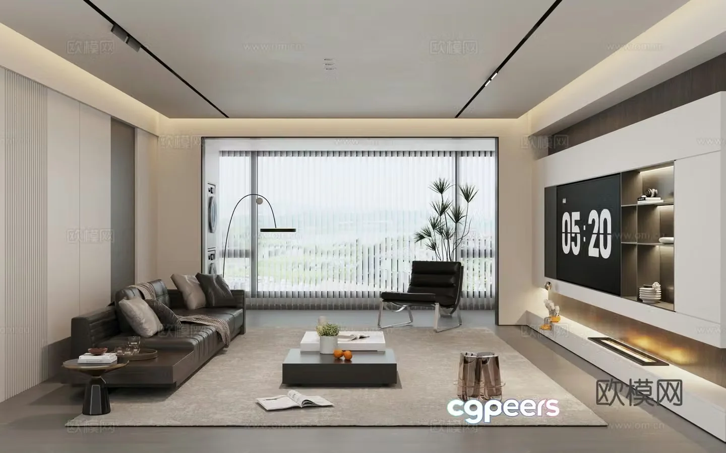 Modern Italian home leather sofa combination 3D model