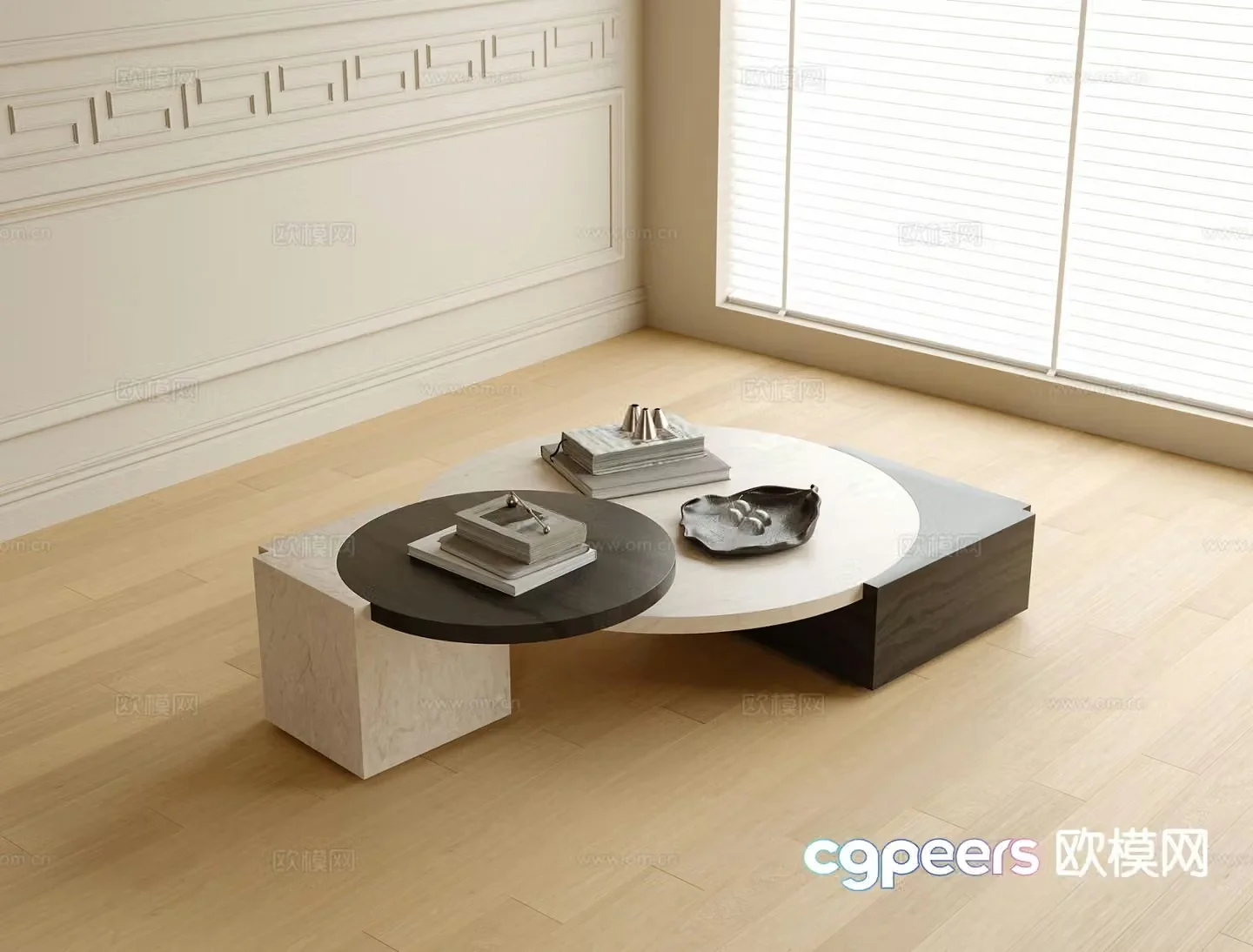 Modern double coffee table 3d model