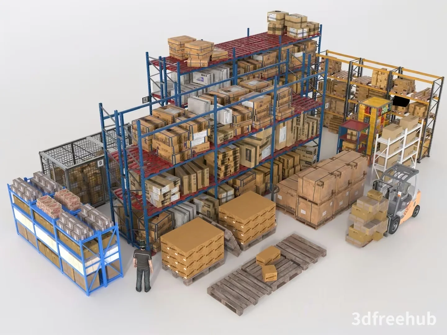 Warehouse With Pallets 3D Model – 22032 – VRAY Render