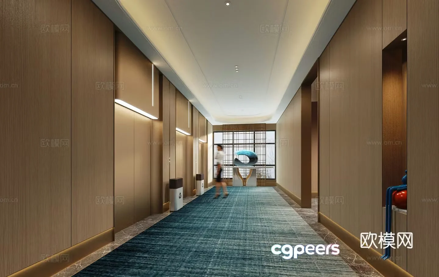 Modern hotel elevator hall 3d model