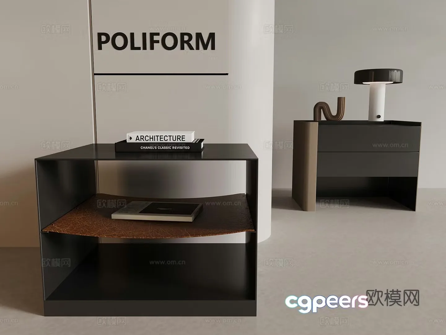 Modern minimalist bedside table decorative ornaments 3D model