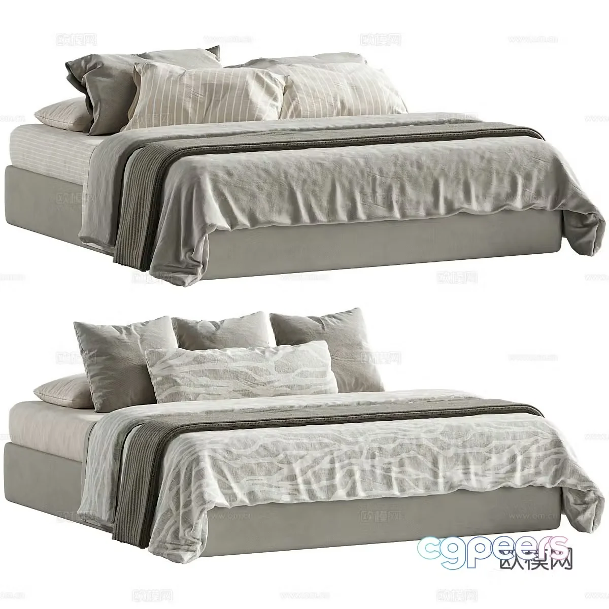 Background double bed 3d model