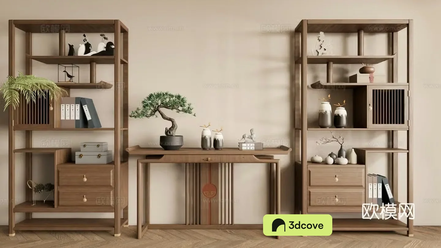 New Chinese style Zen-like ancient shelf