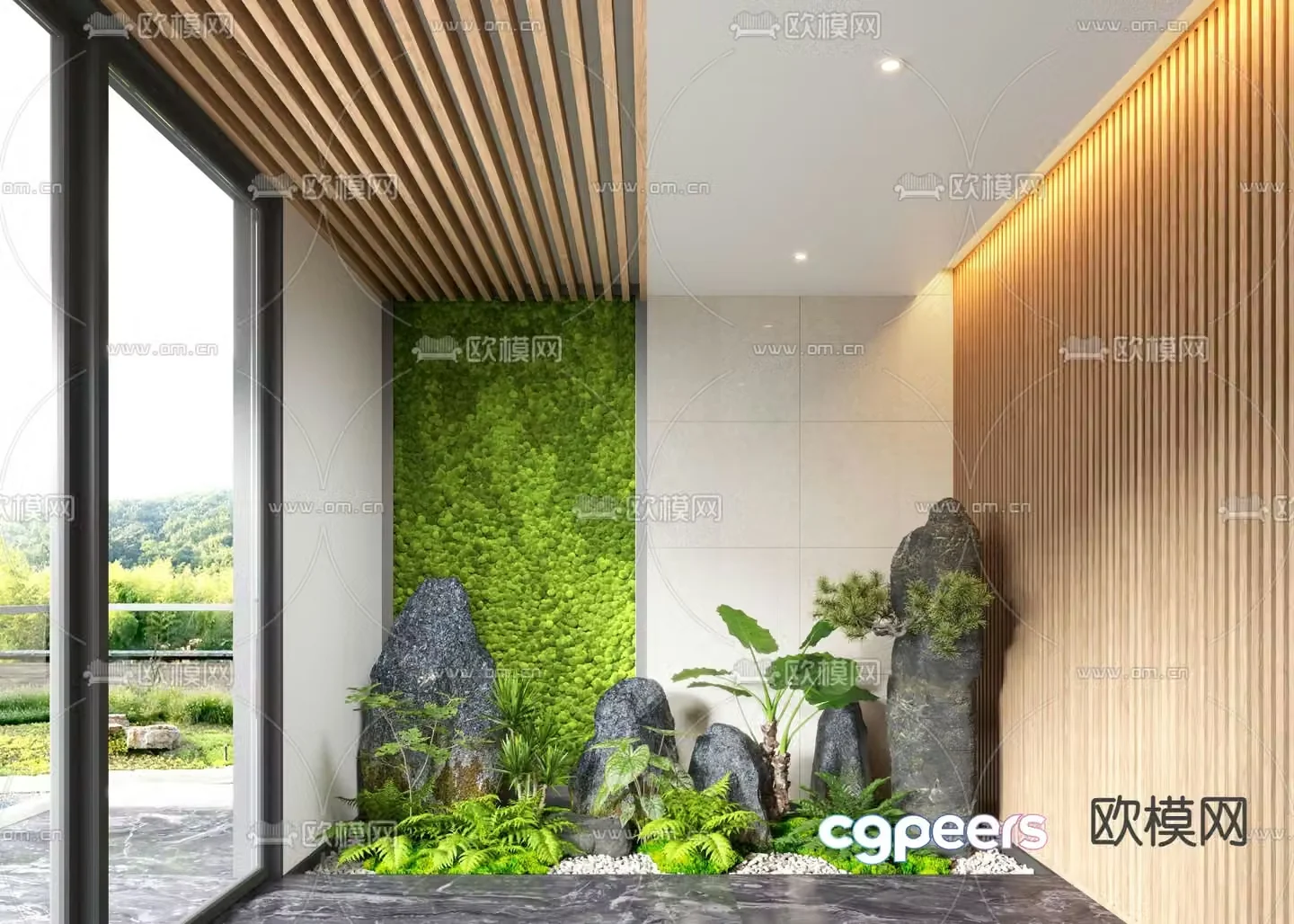Indoor landscape plant landscaping plant wall 3d model