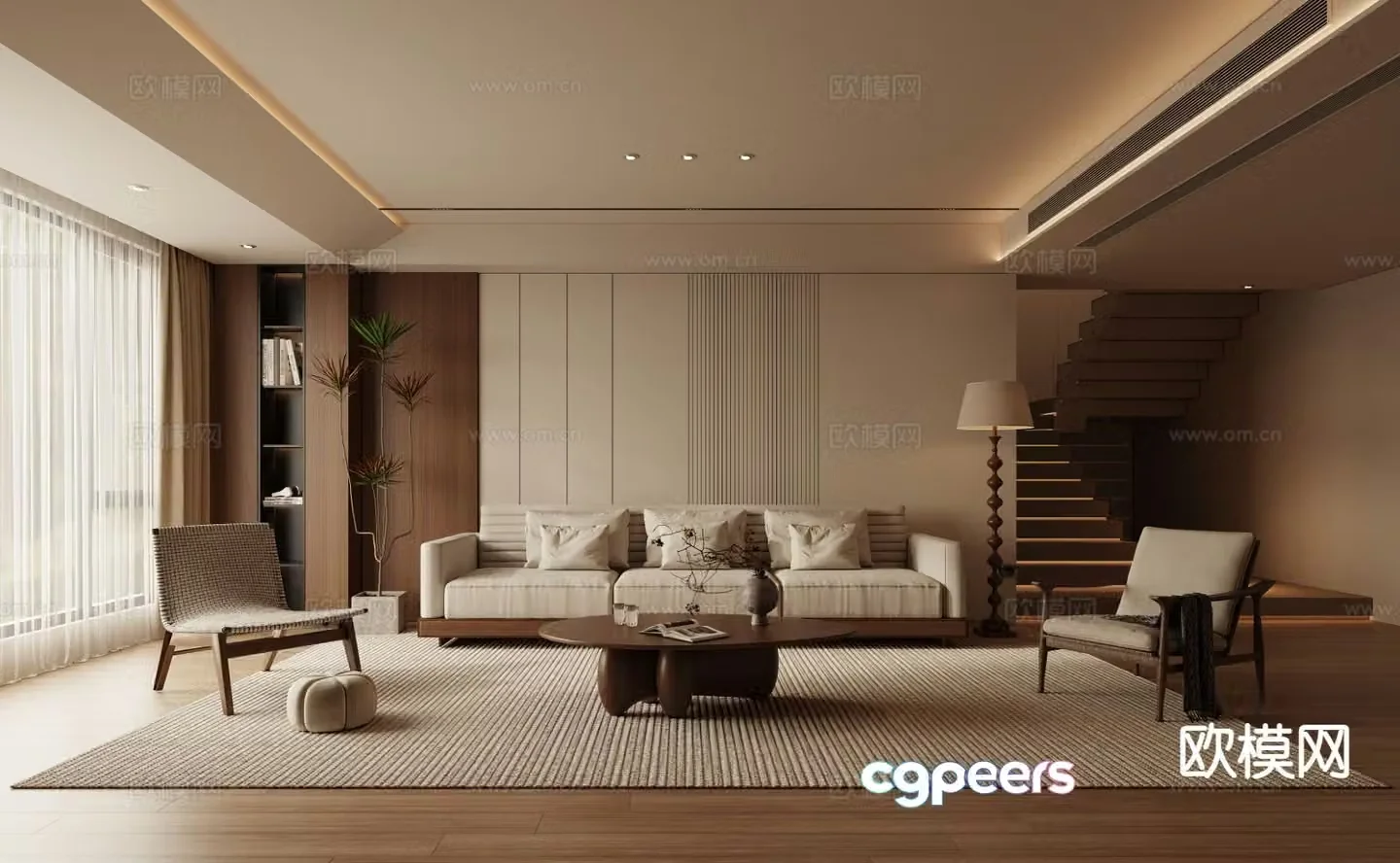 Middle-aged living room 3d model