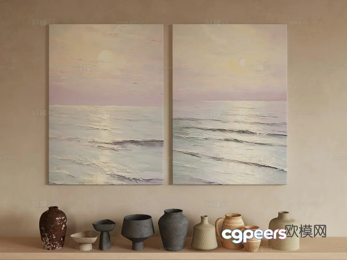 Modern Wasabi Hanging Painting Oil Painting 3D Model