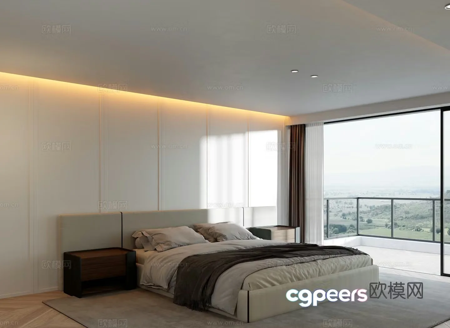 French minimalist bedroom premium gray bedroom master light bedroom master bedroom 3d model