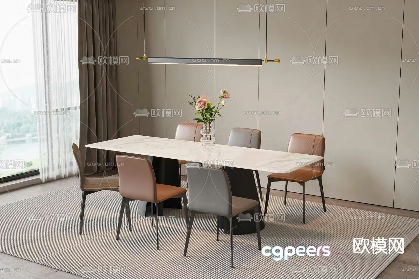 Bar dining table and chairs slate dining table 3d model
