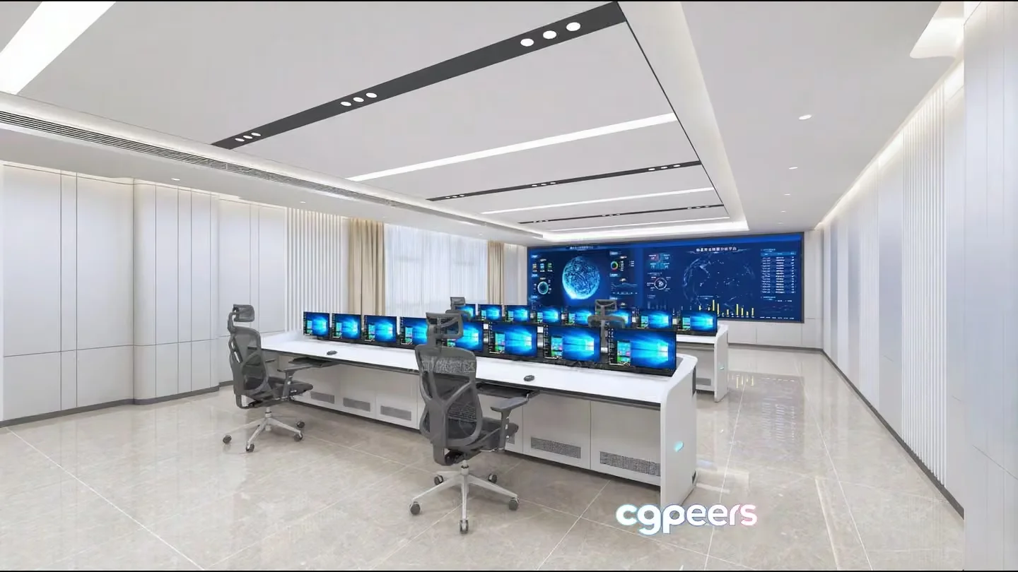A Large Room With Multiple Computer Monitors 3D Model – 4840 – VRAY Render