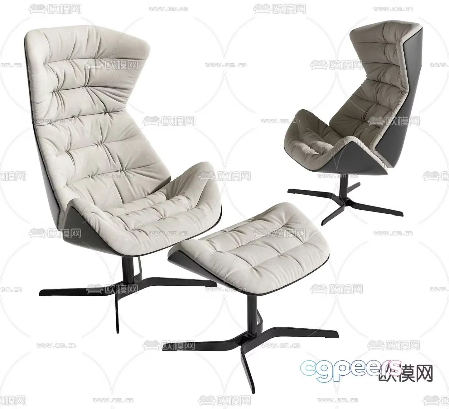 Modern lounge chair footrest balcony chair 3d model