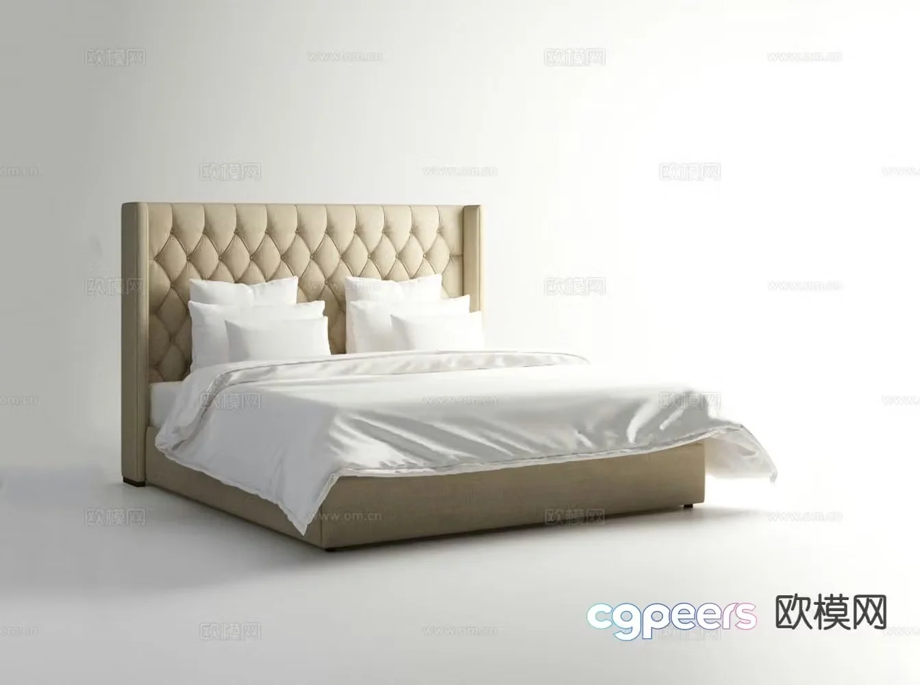 Modern double bed 3d model