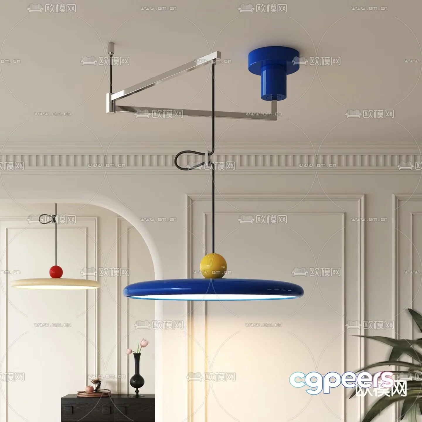 Modern folding chandelier 3d model