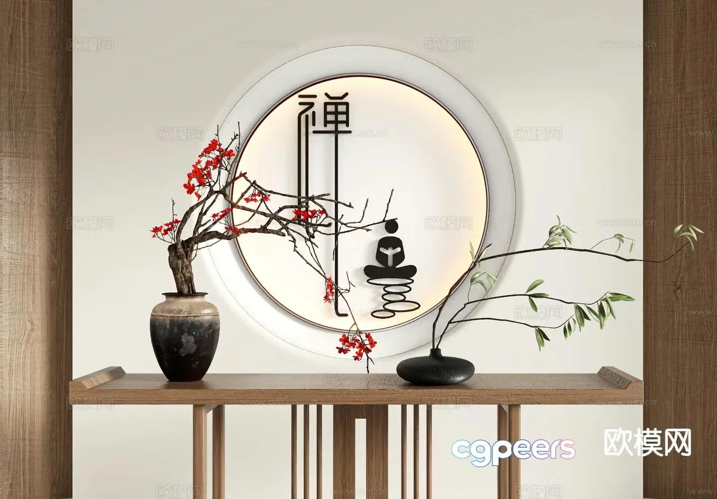 New Chinese style vase floral arrangement flower arrangement 3d model