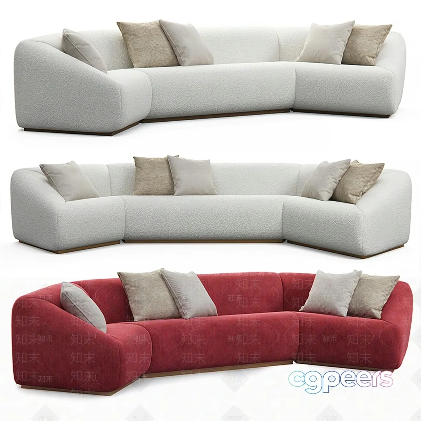 Modern L-Shaped Couches 3D Model – 18473 – VRAY Render
