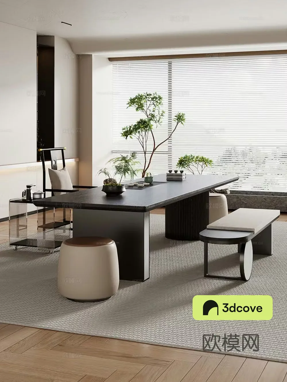 Creamy large plate table tea table and chair combination tea table tea room tea table balcony tea table